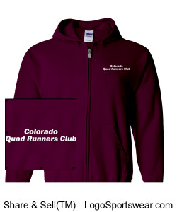 CQR Gildan Heavy Blend Zippered Hooded Sweatshirt Printed - Maroon Design Zoom